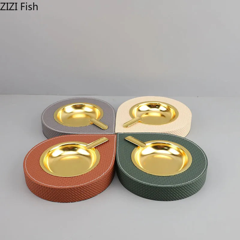 DecorBites™ Leather Desktop Ashtray: Stylish Smoking Accessory & Gift