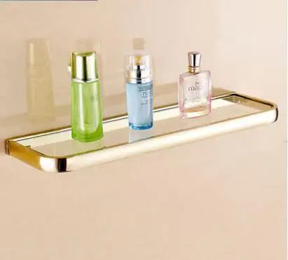 DecorBites™ Gold Brass Bathroom Hardware Set: Paper Holder, Towel Bar, Soap Basket, Towel Rack