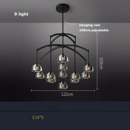 DecorBites™ Black Brass Retro Crystal Copper LED Ceiling Pendant for Home Lighting