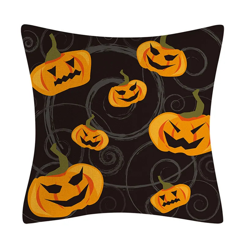 Funda de cojín de lino Decorbites™ de Halloween para la decoración del salón y el sofá - Truco o trato
