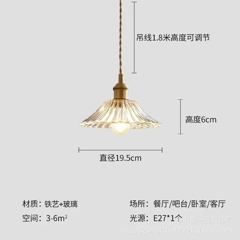 Retro Floral Glass Pendant Light
