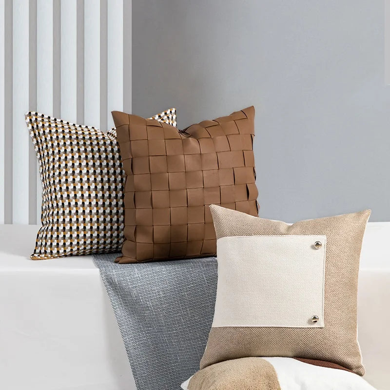 Suede Geometric Cushion Cover