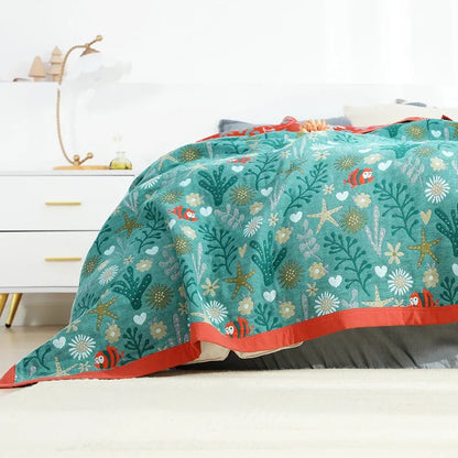 DecorBites™ Japanese Cotton Gauze Boho Throw Blanket - Summer Cool Quilt for Beds and Sofas