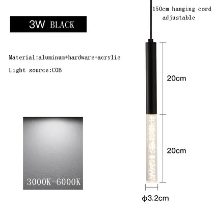 DecorBites™ Black Cylinder Pendant Lights for Modern Kitchen Island and Dining Table