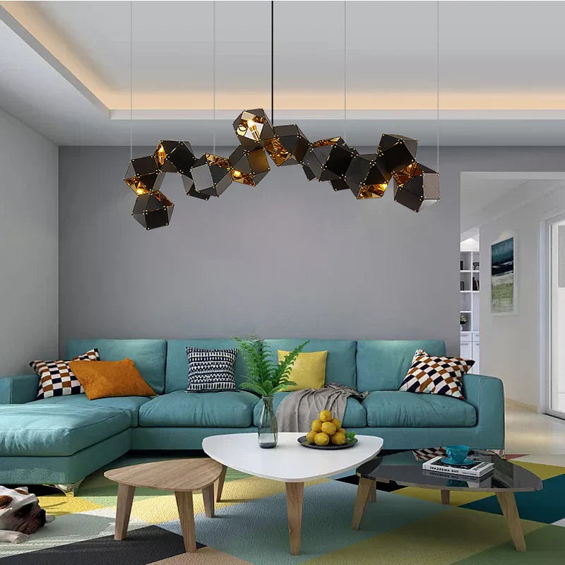 Lámpara colgante LED cúbica DecorBites™: Lámpara colgante Art Déco para un estilo versátil