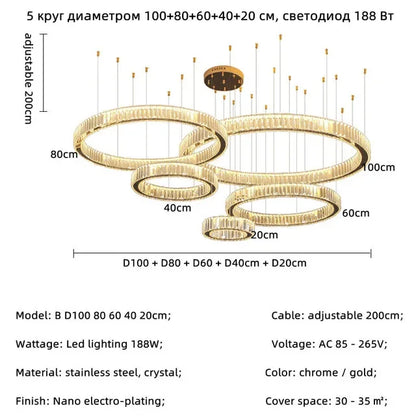 DecorBites™ Gold Crystal Chandelier: Modern Luxury Round Square Pendant Light for Living Room