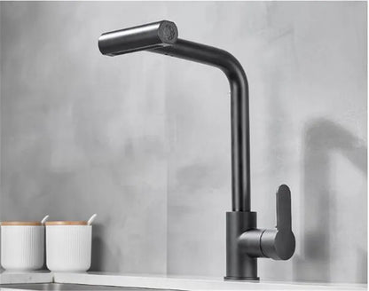 DecorBites™ Gray Waterfall Kitchen Faucet Swivel Pull Out Sink Tap Single Hole