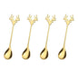 4pcs Christmas Elk Head Shape Stainless Coffee Spoon New Year 2024 Christmas Decoration Table Decor for Home Navidad 2023 Gifts