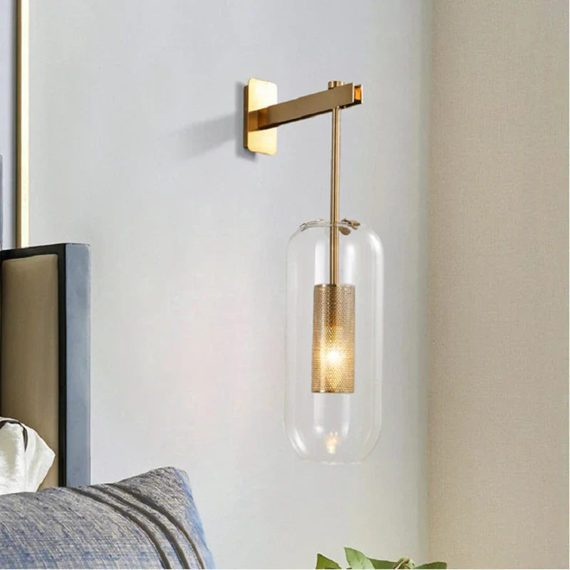 Decorbites™ Aplicadero de pared de vidrio dorado para accesorio de luz de decoración de hogar, hotel y baño