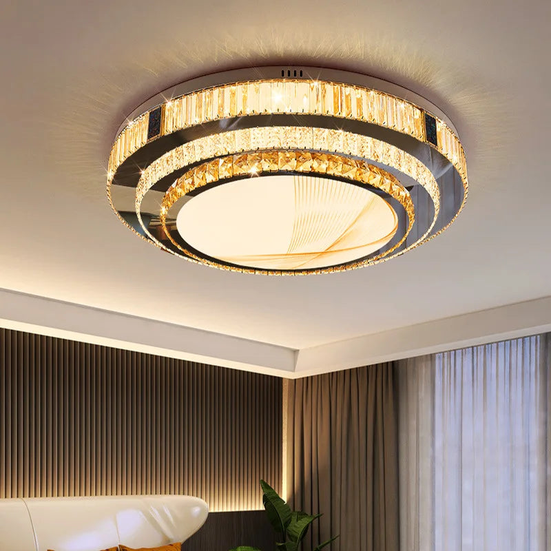 DecorBites™ Gold Ceiling Lamp | Modern Rectangle Crystal Bedroom Living Room Light