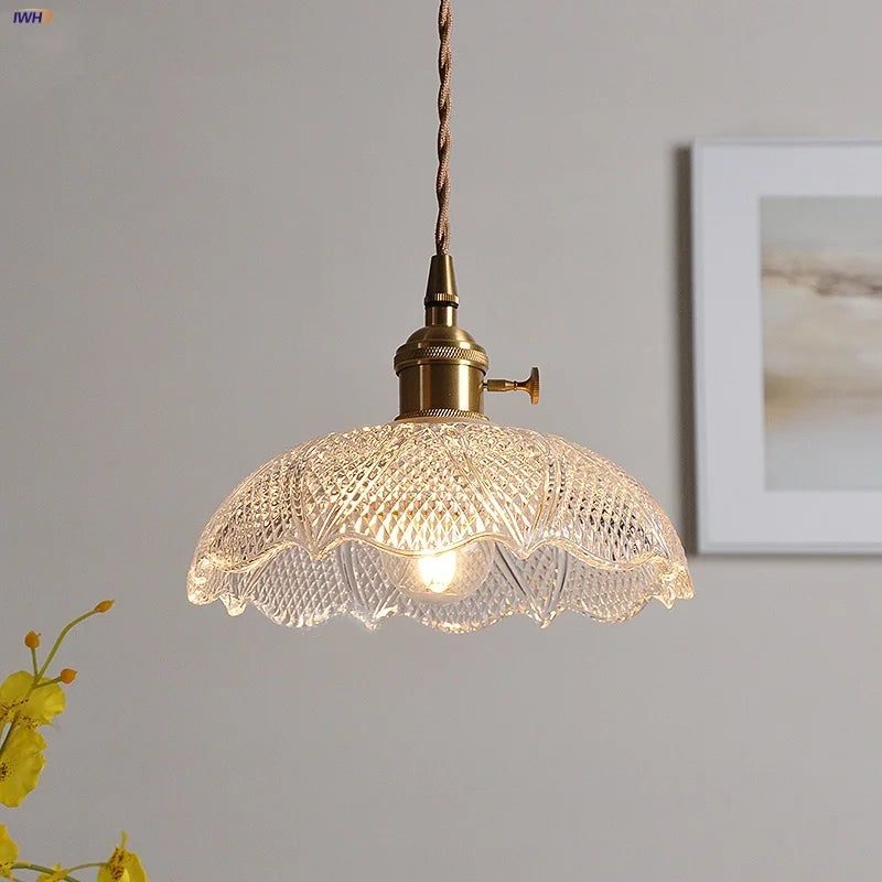 DecorBites™ Clear Glass LED Pendant Bar Kitchen Nordic Copper Dining Room Suspension