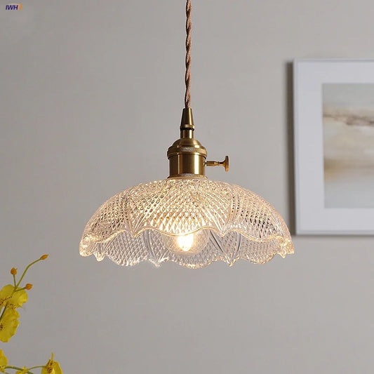 DecorBites™ Clear Glass LED Pendant Bar Kitchen Nordic Copper Dining Room Suspension