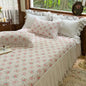 Decobites Lace Ruffles Bed Skirt Set with Pillowcases for 1.2-2M Beds