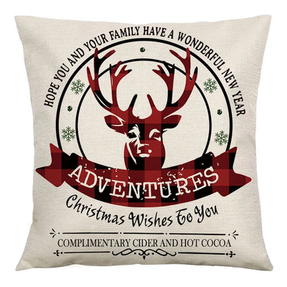 DecorBites™ Christmas Linen Cushion Cover 45x45cm Sofa Home Party Decor