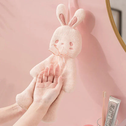 DecorBites™ Cartoon Rabbit Hand Towel - Thick Coral Velvet Absorbent for Bathroom Kitchen