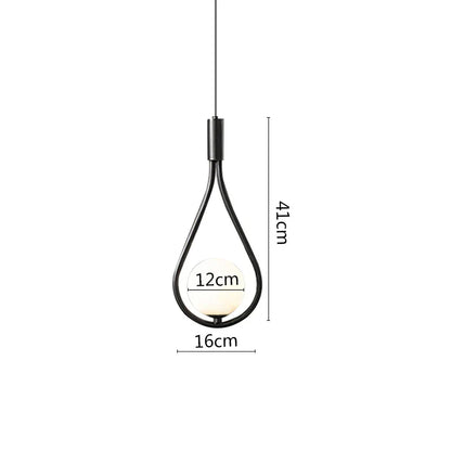 ديكوربايتس™ مصابيح معلقة على شكل حلقة معدنية سوداء مع كرة زجاجية وإضاءة LED