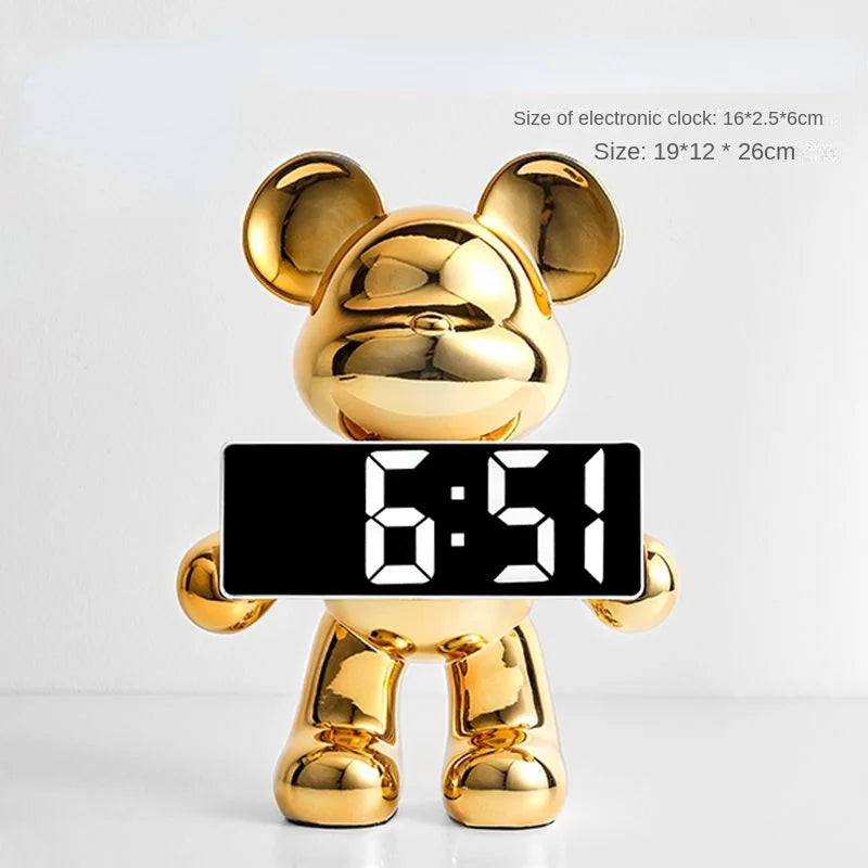 DecorBites™ Elegant Bear Clock Ornament for Home Decor and Living Room Craftmanship