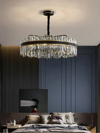 DecorBites™ Crystal Chandelier Round Light Fixture for Luxury Living Room Décor