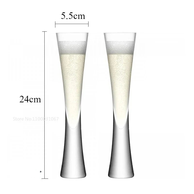 DecorBites™ Glitter Flutes Clear Bubble Wine Glasses for Bar Party Wedding Cocktail