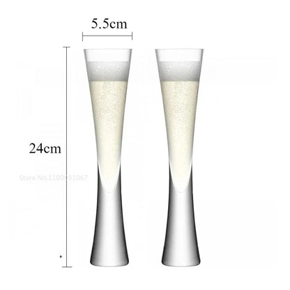 DecorBites™ Glitter Flutes Clear Bubble Wine Glasses for Bar Party Wedding Cocktail