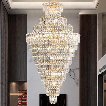 DecorBites™ Crystal Chandelier: Penthouse Light Luxury for Villa Livingroom, Rotating Staircase Atmosphere