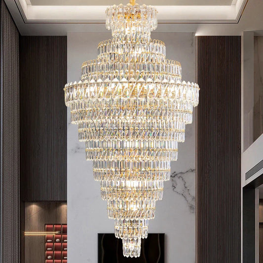 DecorBites™ Crystal Chandelier: Penthouse Light Luxury for Villa Livingroom, Rotating Staircase Atmosphere
