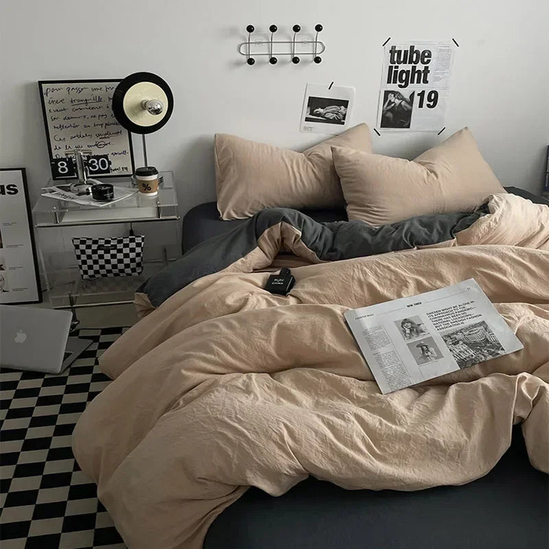 طقم مفروشات قطنية DecorBites™ مع غطاء لحاف وملاءة وغطاء وسادة