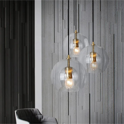 Nordic Glass Pendant Light in Amber or Clear