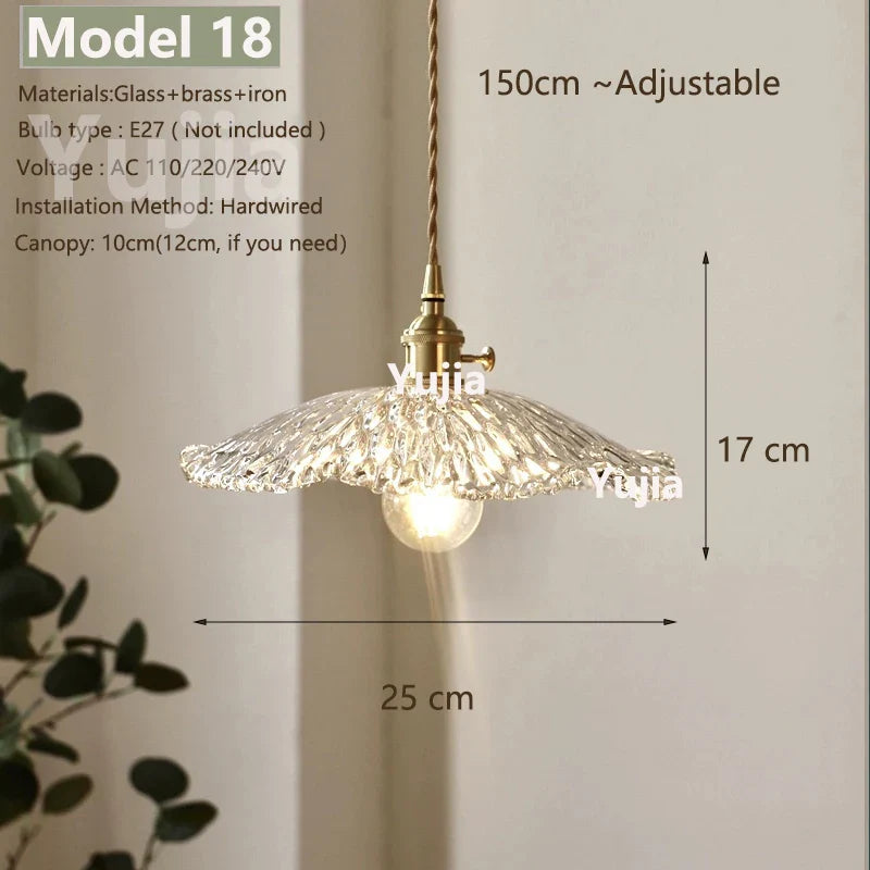 Vintage Green Glass Pendant Light With Brass Details
