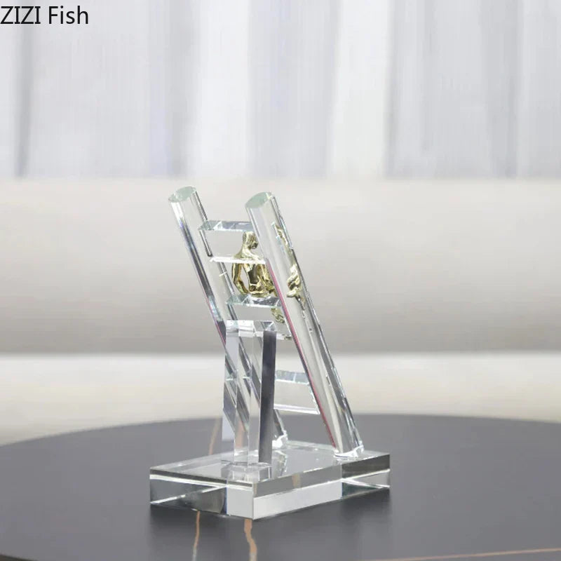 DecorBites™ Golden Figures Resin Sculpture: Creative Staircase Desk Decoration