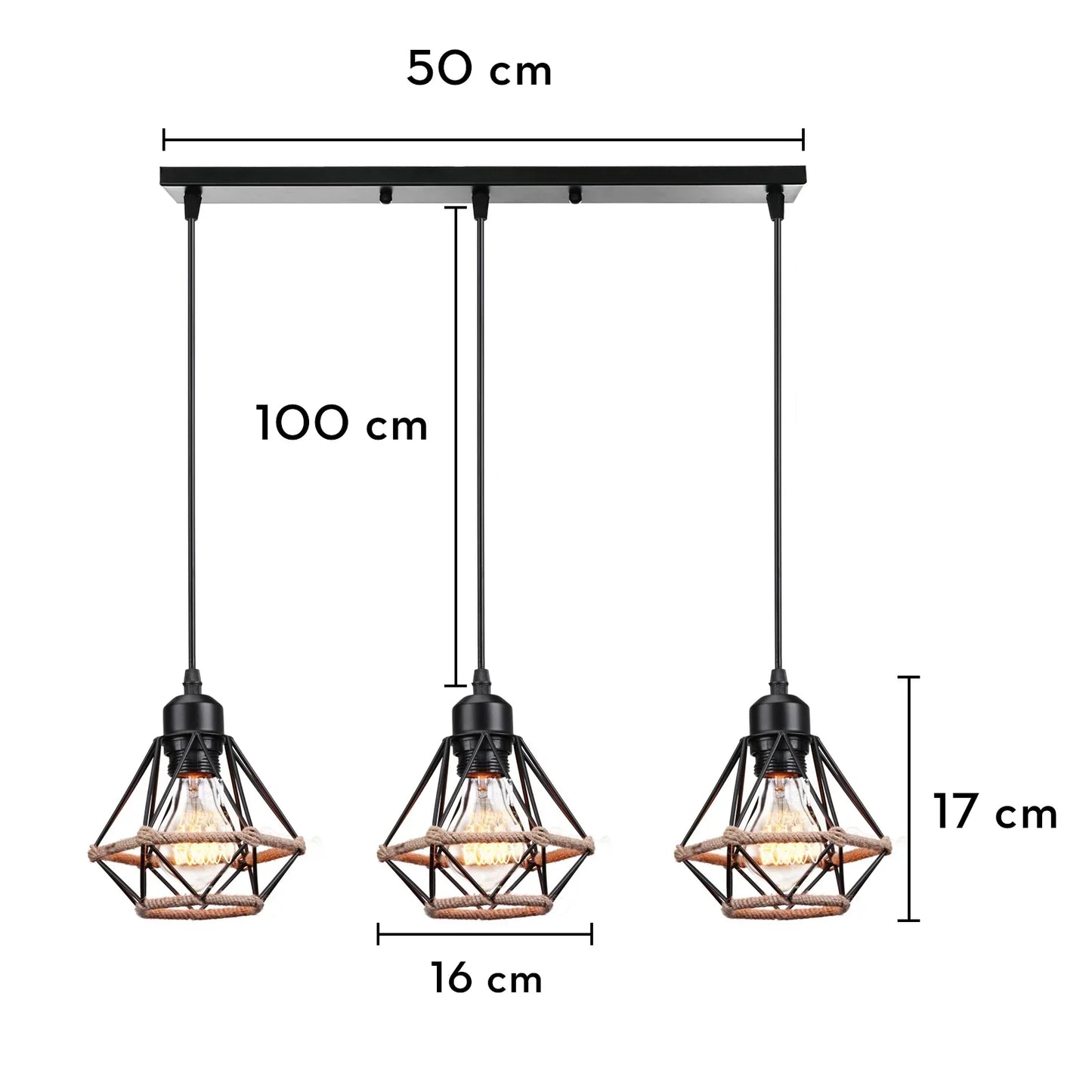 DecorBites™ Industrial Wood Pendant Chandelier for Dinning Living Room Kitchen LED Fixture