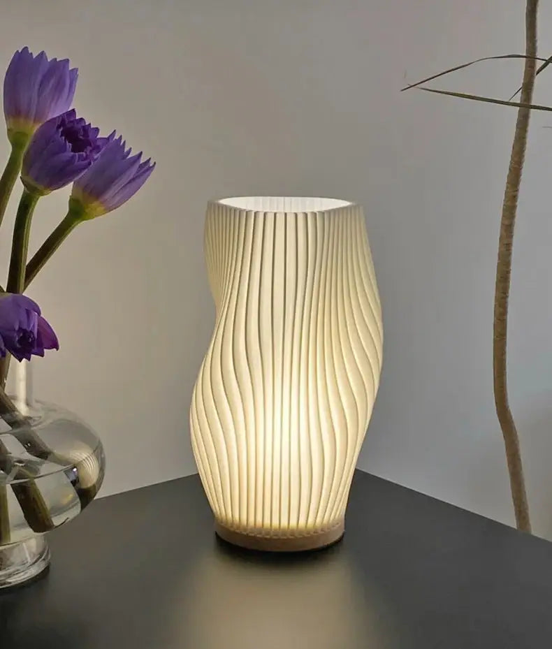 DecorBites™ French cream style 3D desk lamp ins internet red pleated bedroom bedside lamp study coffee shop card seat