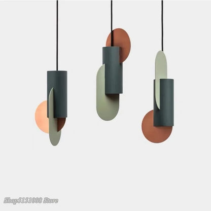 DecorBites™ Green Cylindrical LED Pendant Light - Nordic Modern Single Head Hanging Lamp