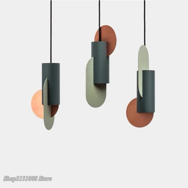 Lámpara colgante LED cilíndrica verde Decorbites™ - Lámpara colgante de una sola cabeza nórdica moderna