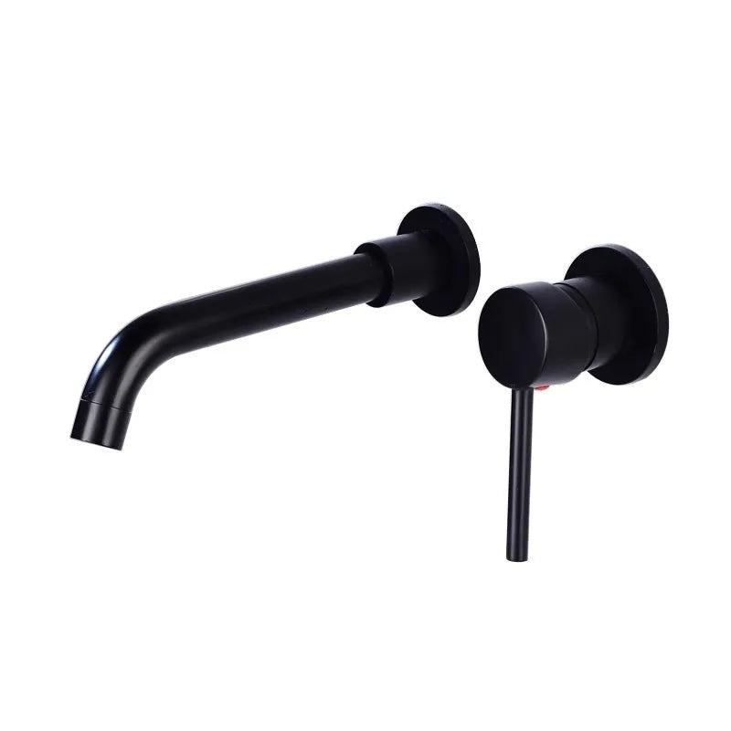 DecorBites™ Brushed Gold In-Wall Black Basin Faucet Set for Bathroom Sink Mixer Tap