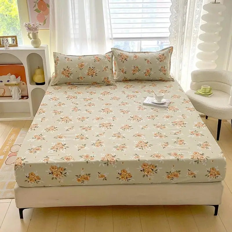 Decobites Floral Printed Fitted Bed Sheets for Single/Queen/King Mattress