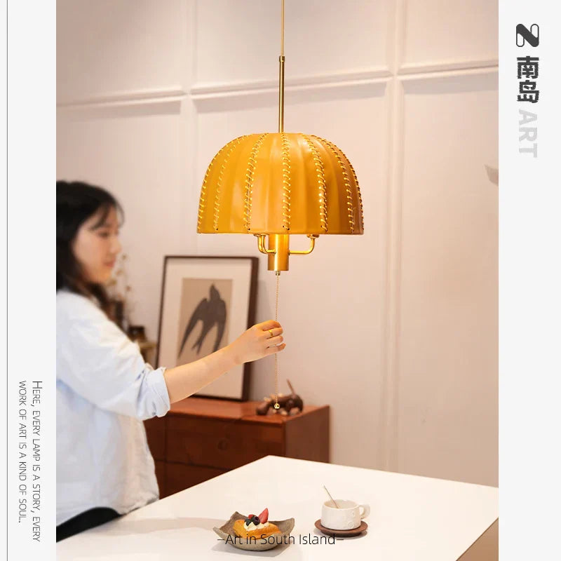 DecorBites™ Leather Chandelier: European Bedroom Single Head Design