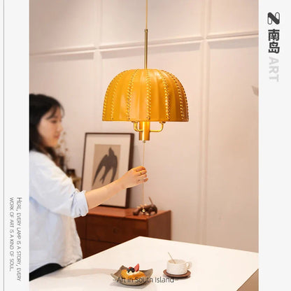 DecorBites™ Leather Chandelier: European Bedroom Single Head Design