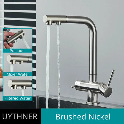 Decorbites™ Zweihand-Wasserfilter-Küchenarmatur mit 360°-Drehung & herausziehbarem Mischbatterie-Hahn
