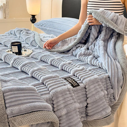 Manta de peluche DecorBites™ Cozy Faux Rabbit, estilo nórdico, gruesa y cálida, chal para siesta supersuave