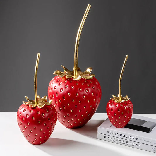 DecorBites™ Gold Strawberry Figurine Decor for Home Decor & Display