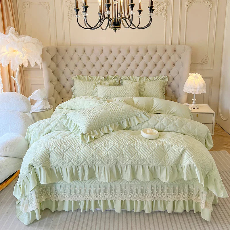 Quilted Lace Ruffle Bedding