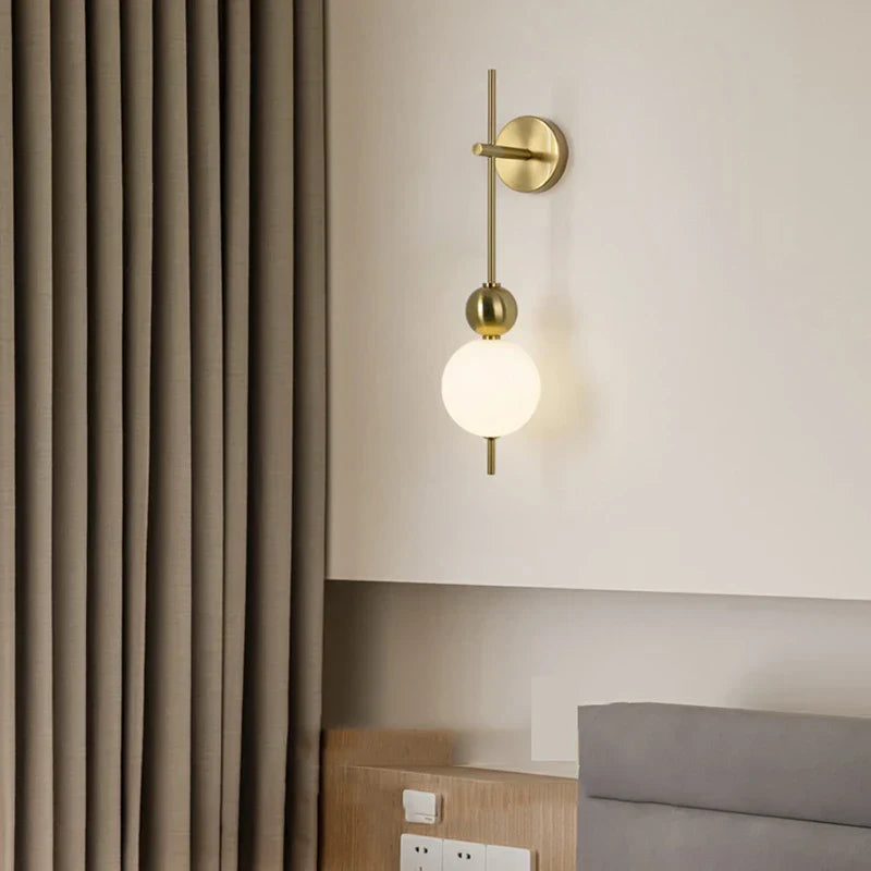 DecorBites™ LED Wall Sconce White Acrylic Ball Gold Metal Bedroom Lighting
