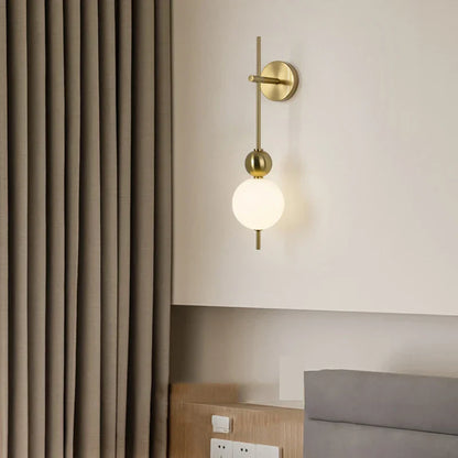 DecorBites™ LED Wall Sconce White Acrylic Ball Gold Metal Bedroom Lighting
