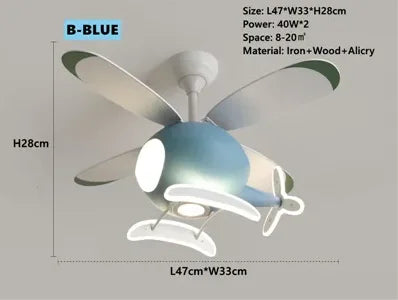 DecorBites™ Helicopter Ceiling Fan Chandeliers: Nordic Creative Kids Room Decor Lamp