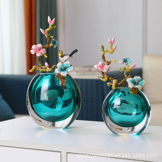 DecorBites™ Enamel Small Ornaments & Glass Vases: New Chinese Style Home Decor for Living Room