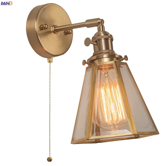DecorBites™ Brass Glass LED Wall Light Bathroom Mirror Vintage Aplique Pared