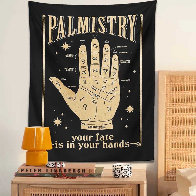 Decobites Palmistry Tapestry Wall Hanging: Retro Witchcraft Bohemian Art for Home Decor