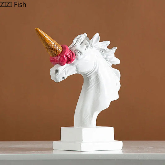 DecorBites™ Ice Cream Horsehead Statue for Modern Home Decor