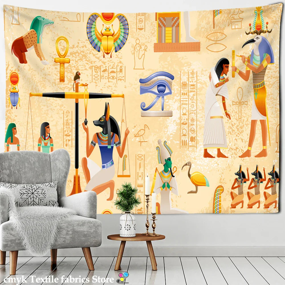 Egyptian Mystique Tapestry Wall Hanging by Decobites: Retro Psychedelic Home Decor & Hippie Art